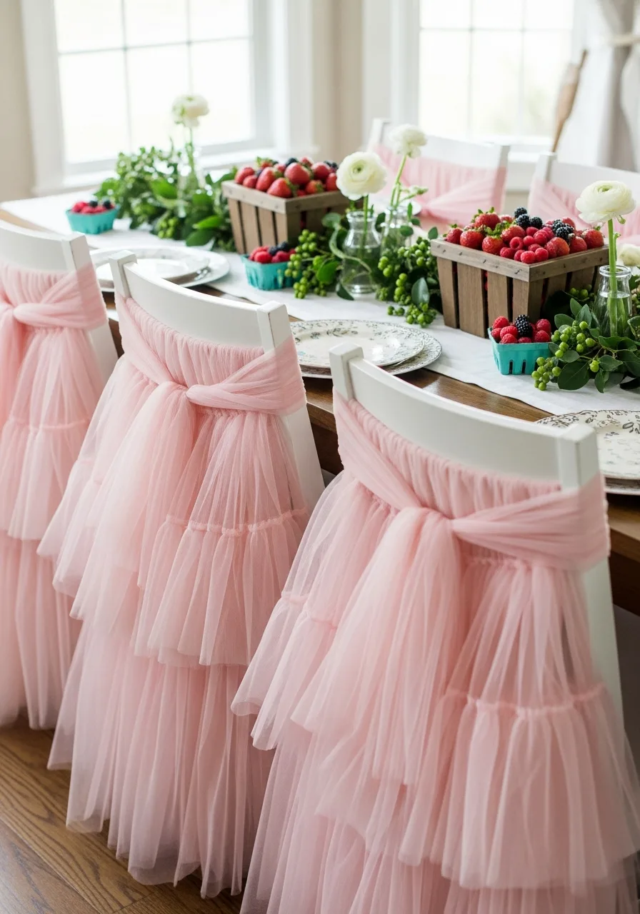 20. Pink Tulle Chair Skirts