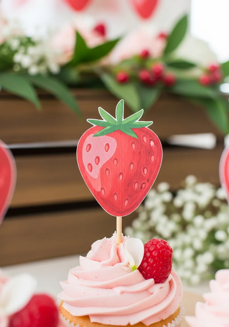 32. Berry Cupcake Toppers