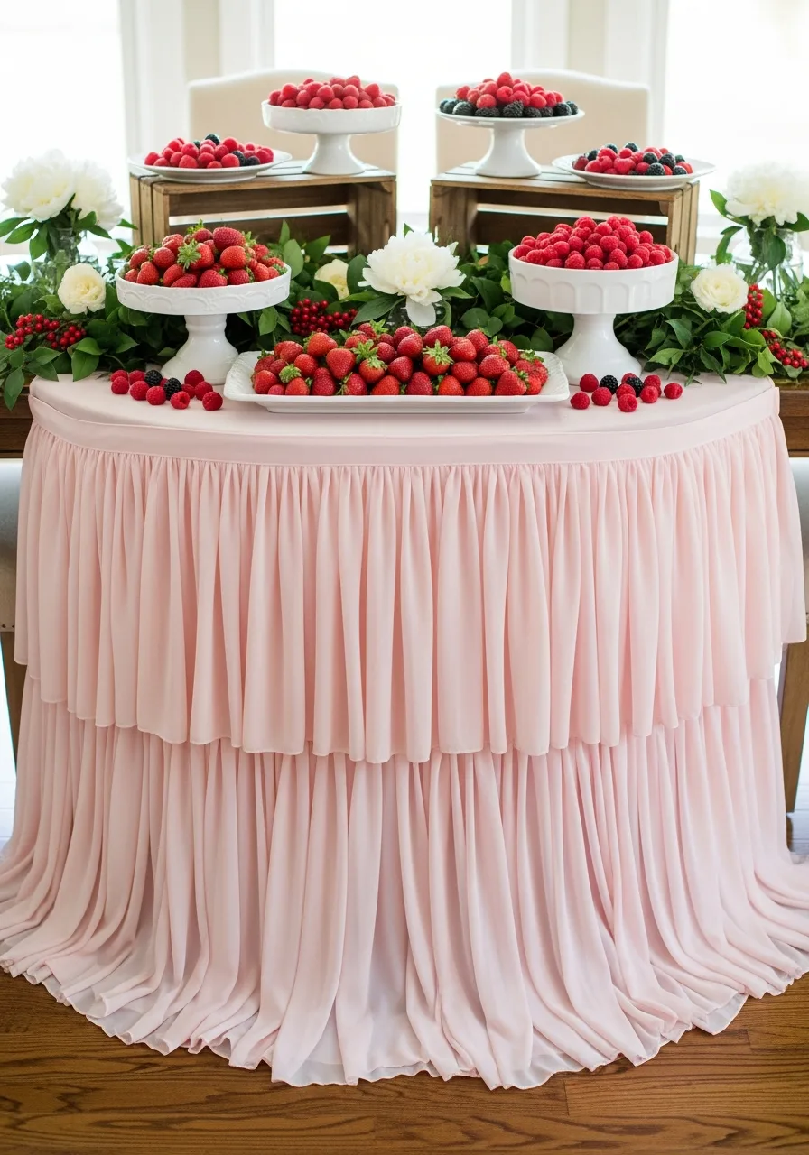 36. Pink Ruffle Table Skirt