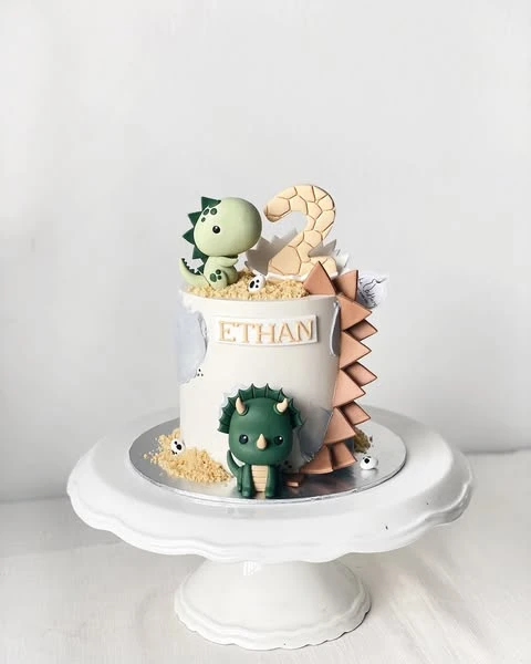 19. Modern Minimalist Dinosaur Cake