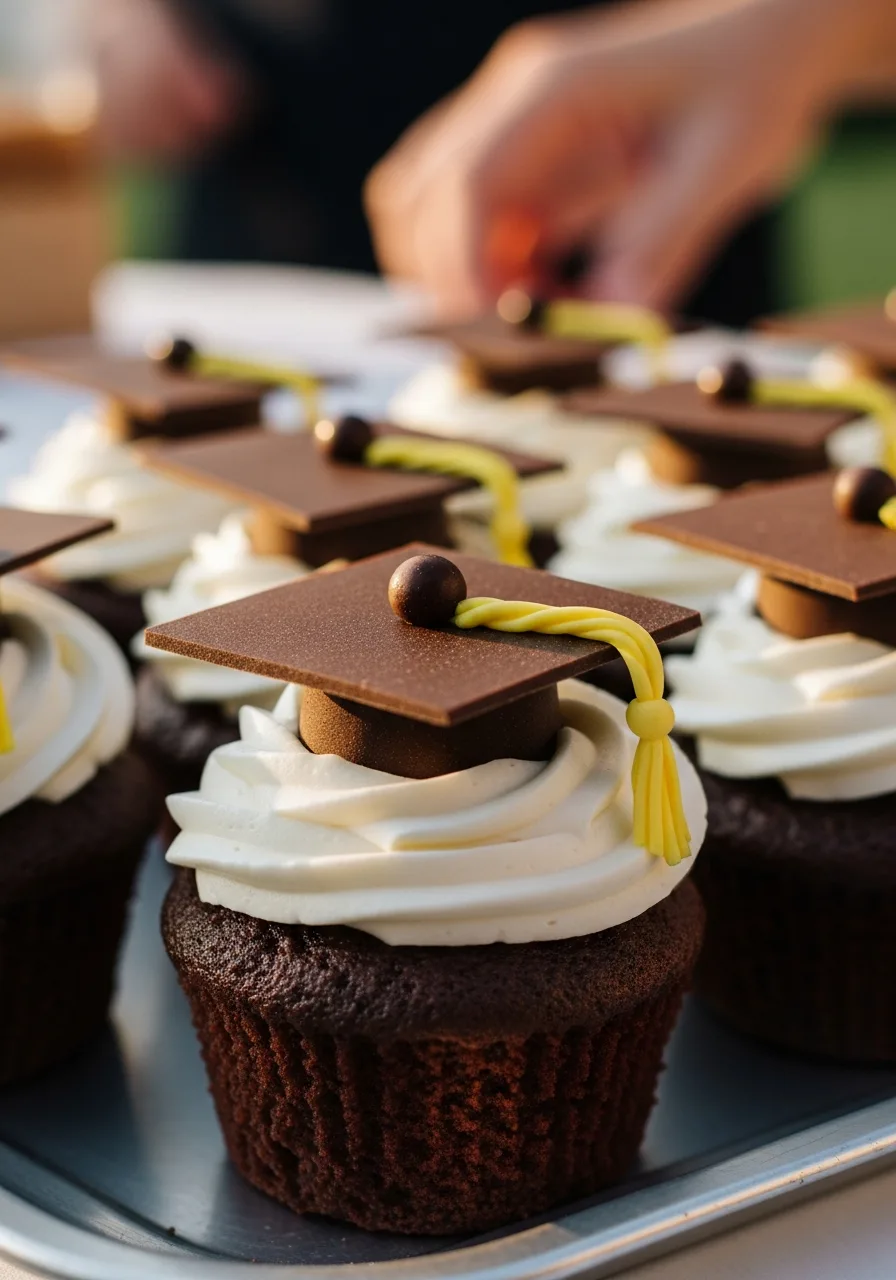 55. Graduation Cap Cupcakes