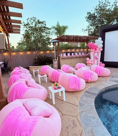 9. Poolside Movie with Beanbags