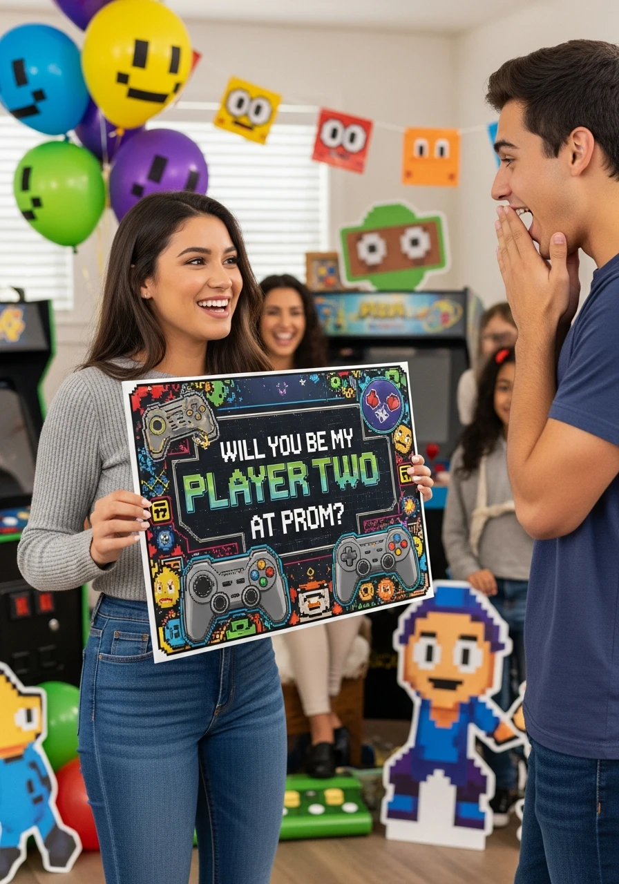 Player Two Prom Invite - Promposal Ideas for Him