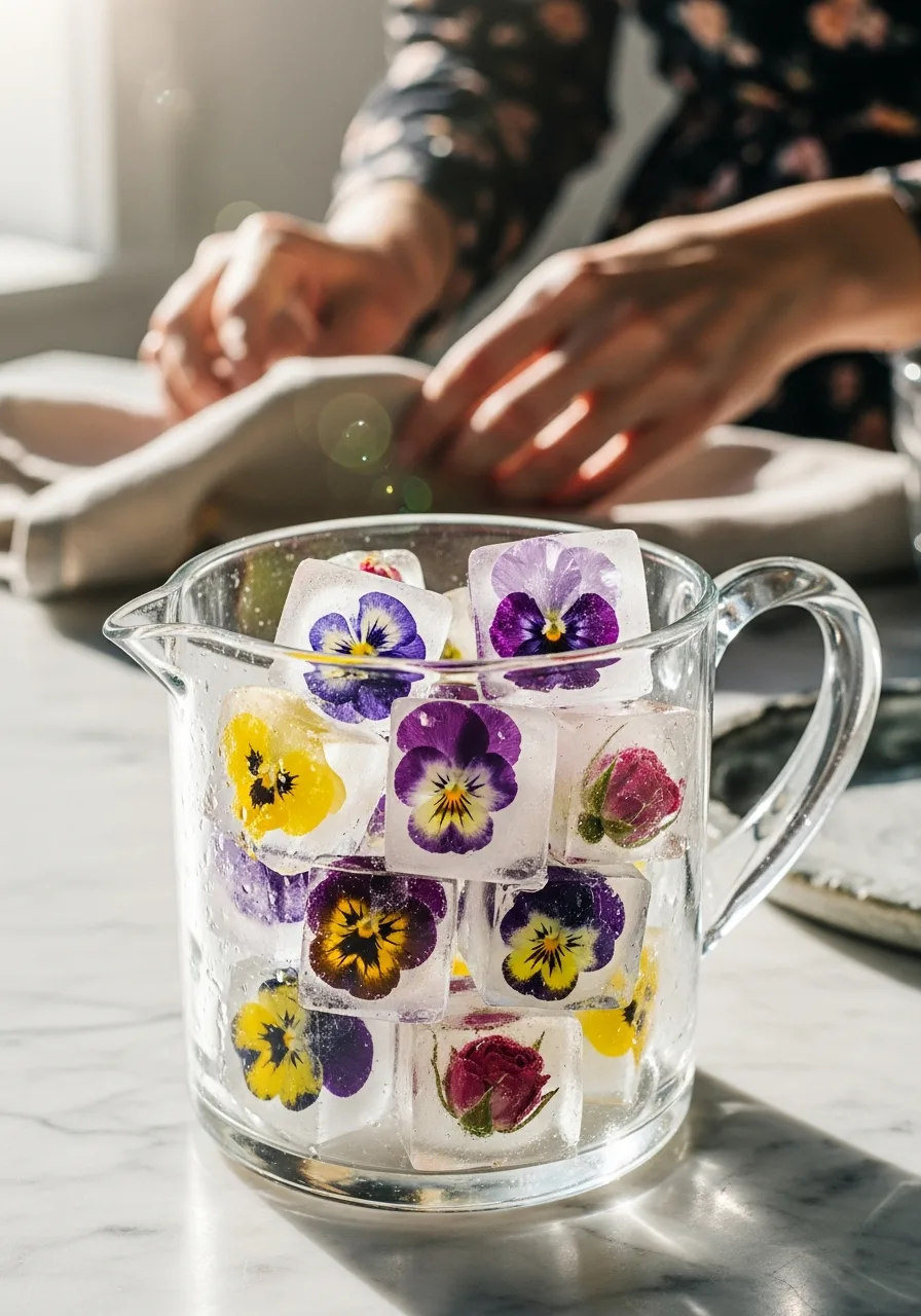 18. Floral Ice Cubes