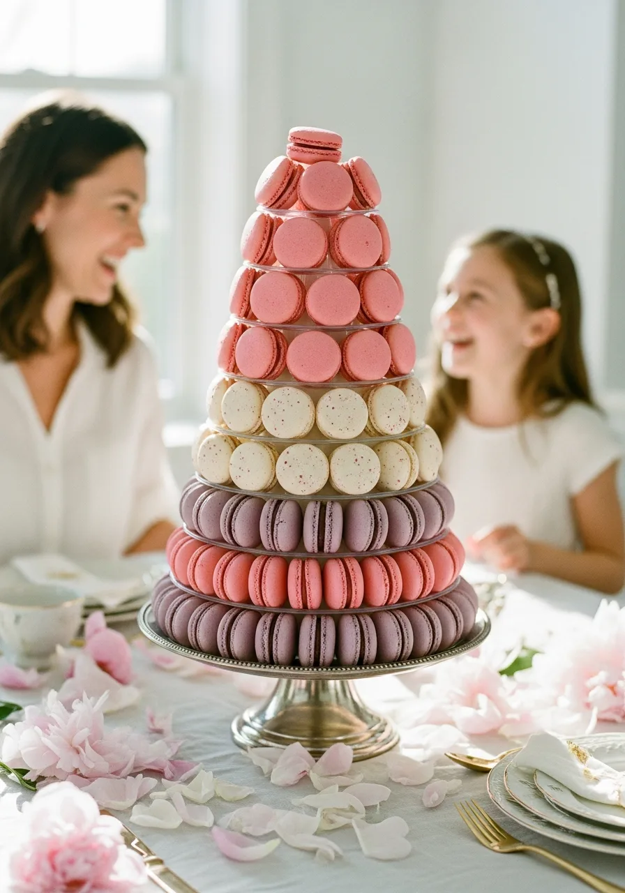 34. Macaron Tower Centerpiece