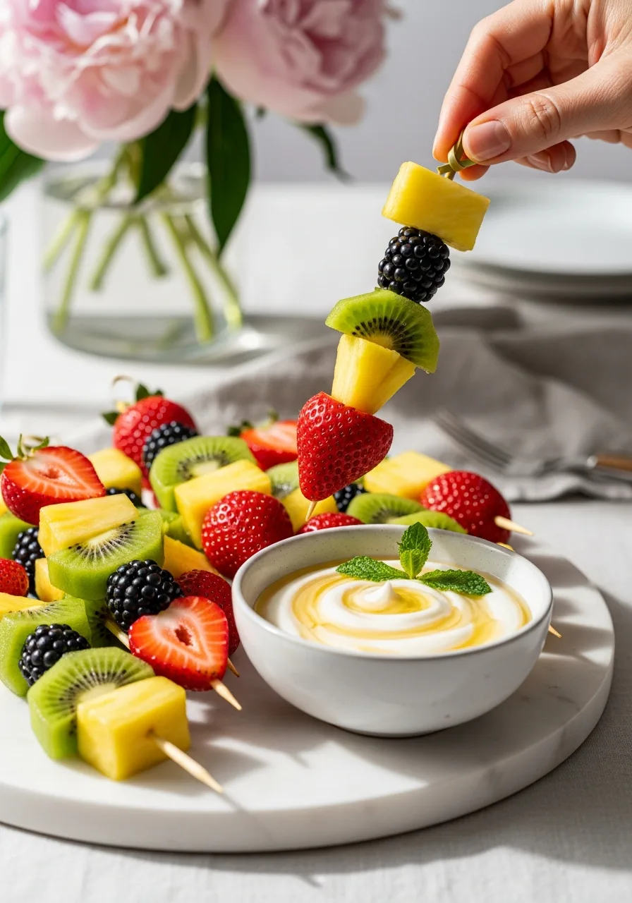 38. Fruit Skewers with Dip