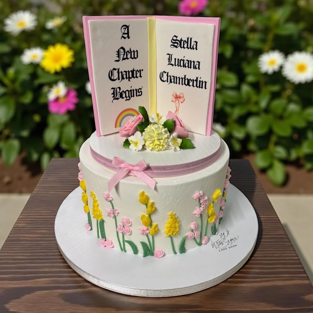 17. Personalized Book Topper Cake
