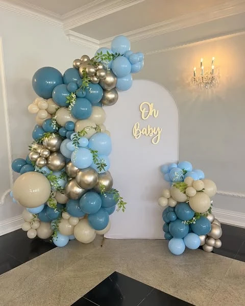15. Blue and Tan Balloon Arch