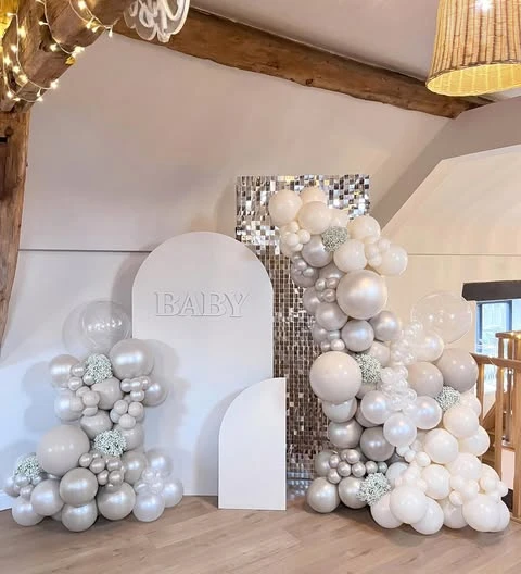 35. Shimmer Wall with White Balloons
