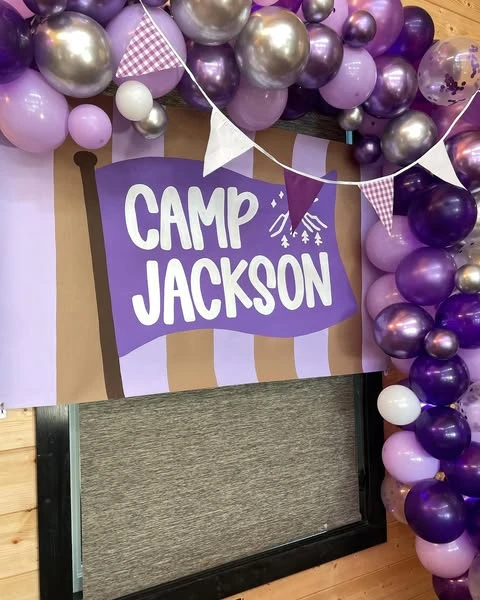 5. Custom Camp Banner Backdrop