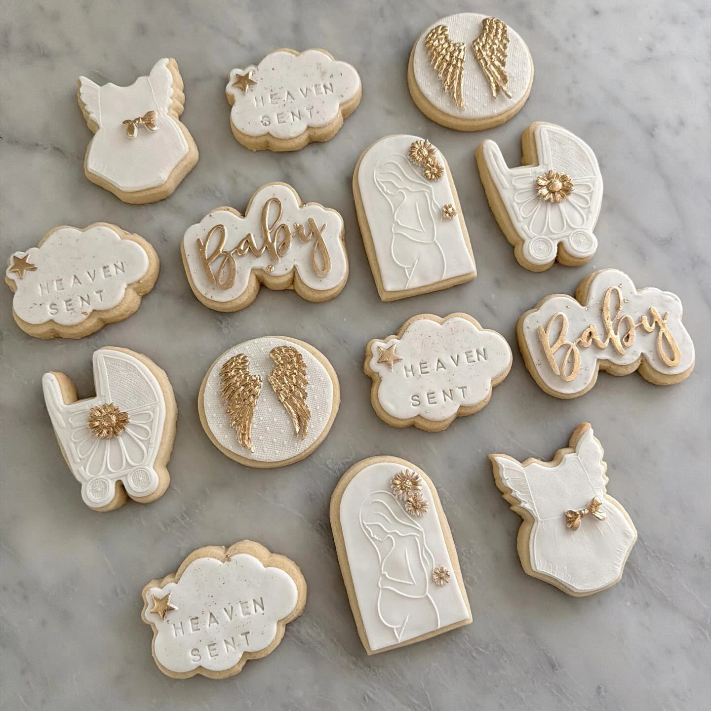 14. Elegant Gold-Painted Cookies