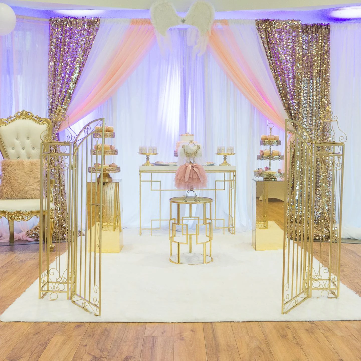 25. High-Glam Gold Dessert Table