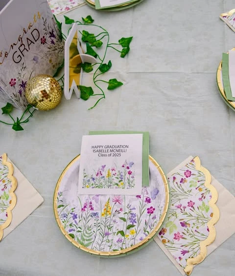 10. Mixing Faux Greenery With Floral Paperware image 2