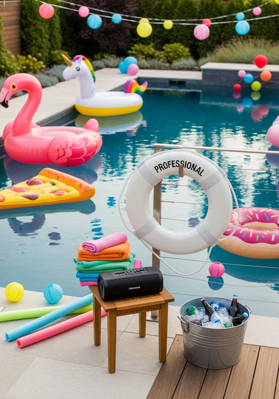 13. Style a Colorful Pool Party with Fun Floats