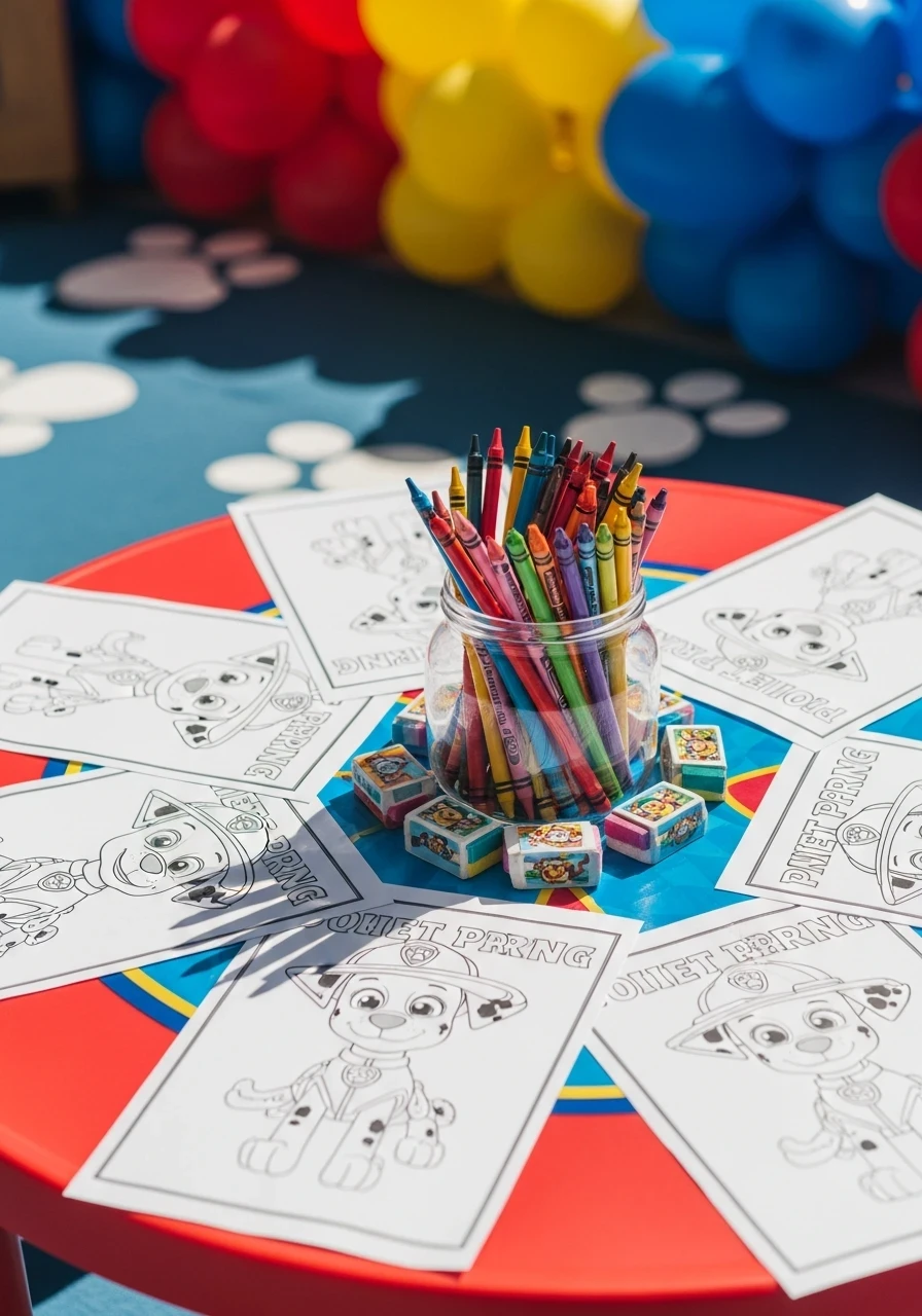 18. Set Up a Simple Paw Patrol Coloring Station