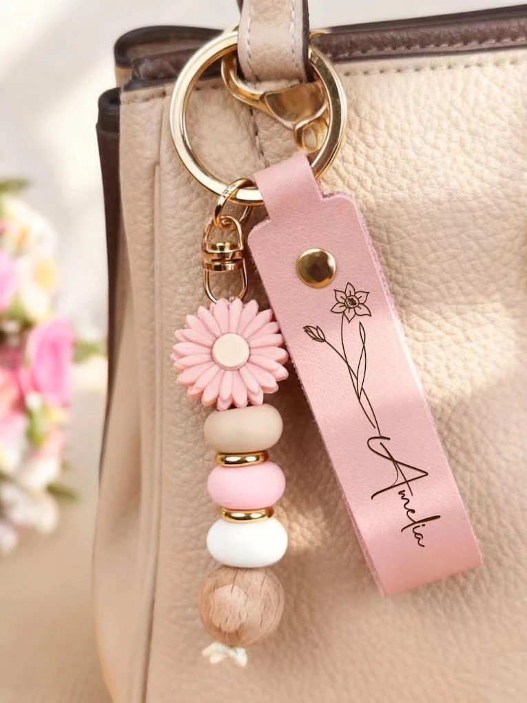 11. Personalized Birth Flower Keychain