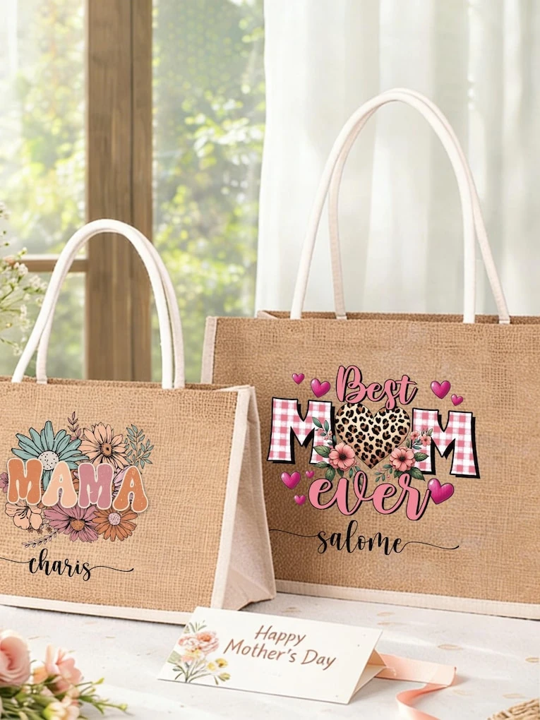 21. Personalized Burlap Gift Totes