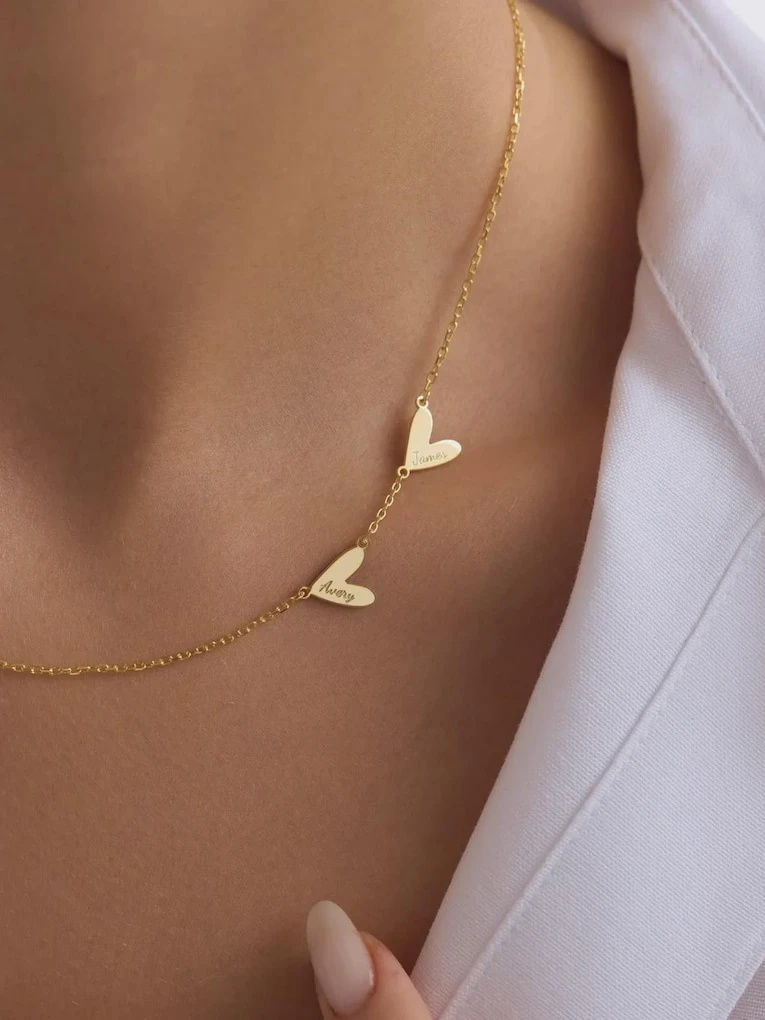 31. Personalized Heart Name Necklace