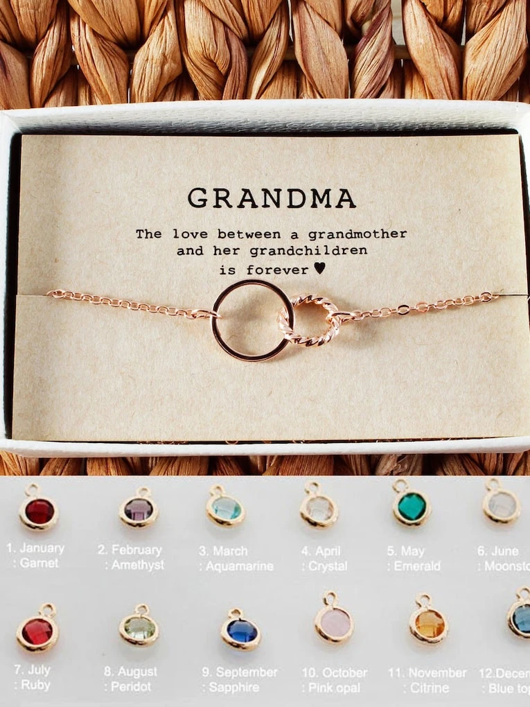 7. Custom Birthstone Grandma Necklace