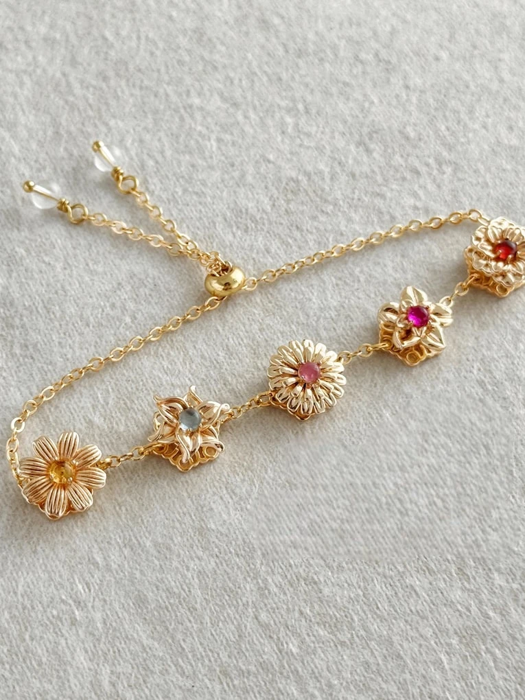 8. Custom Flower Birthstone Bracelet