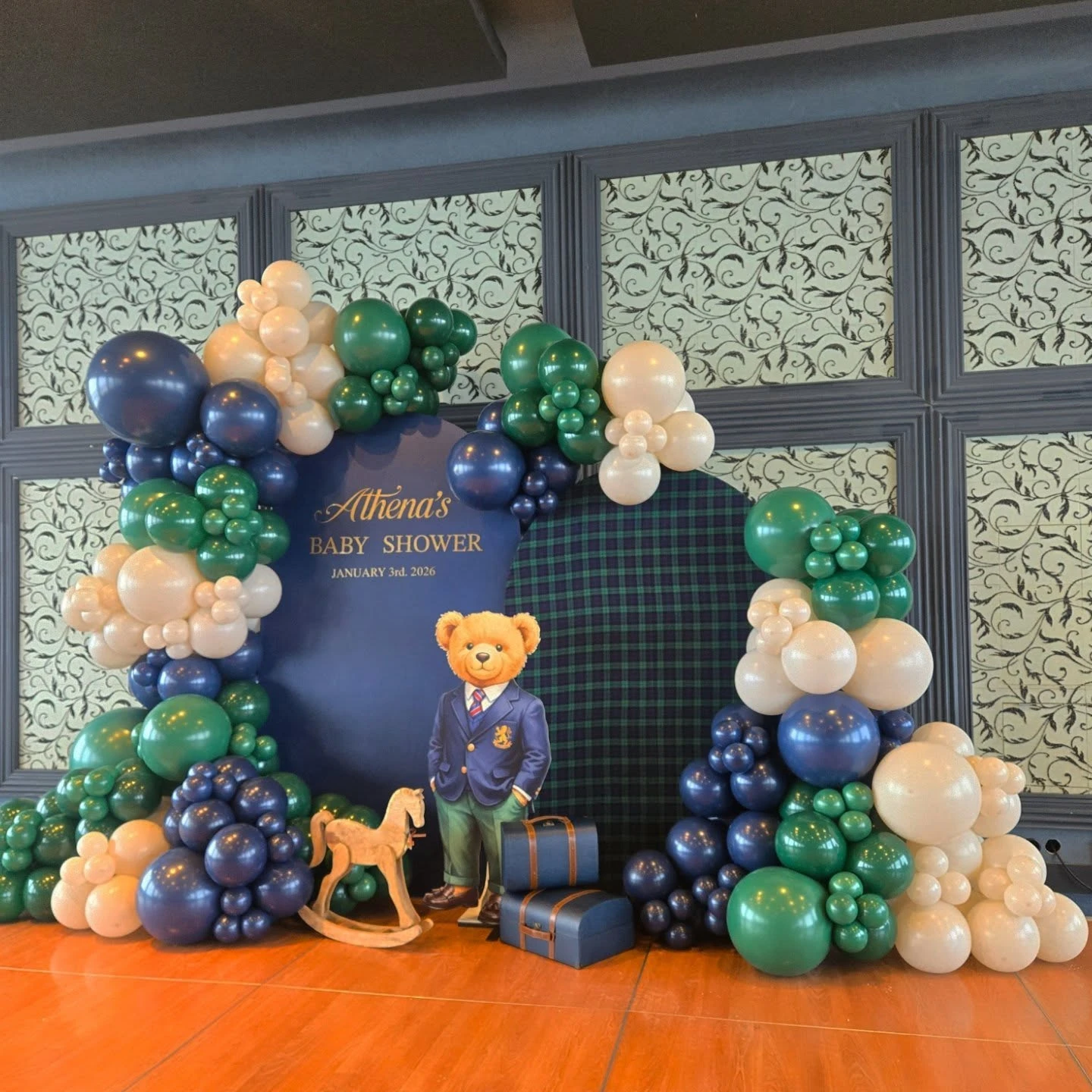 22. Preppy Plaid Bear Backdrop