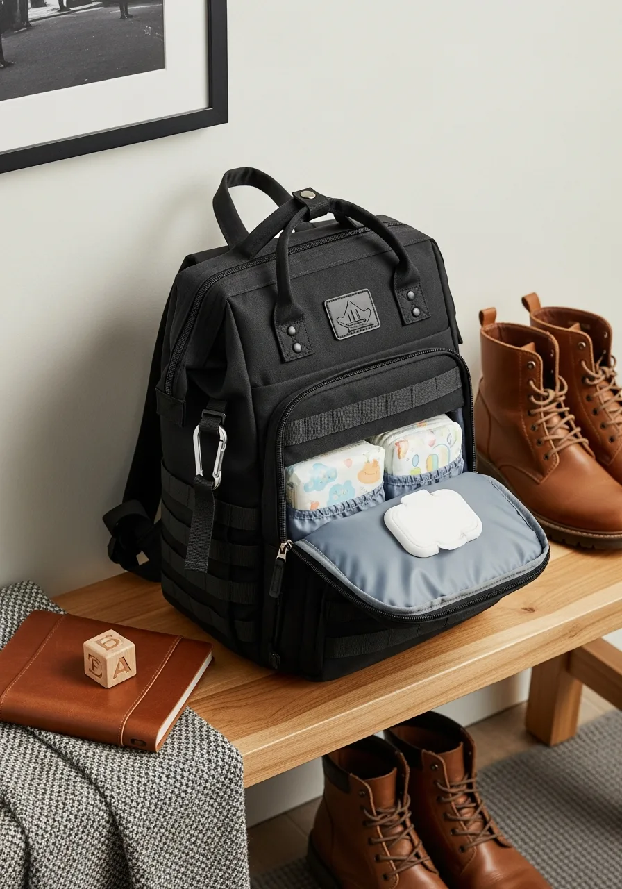 12. Matte Black Tactical Diaper Bag