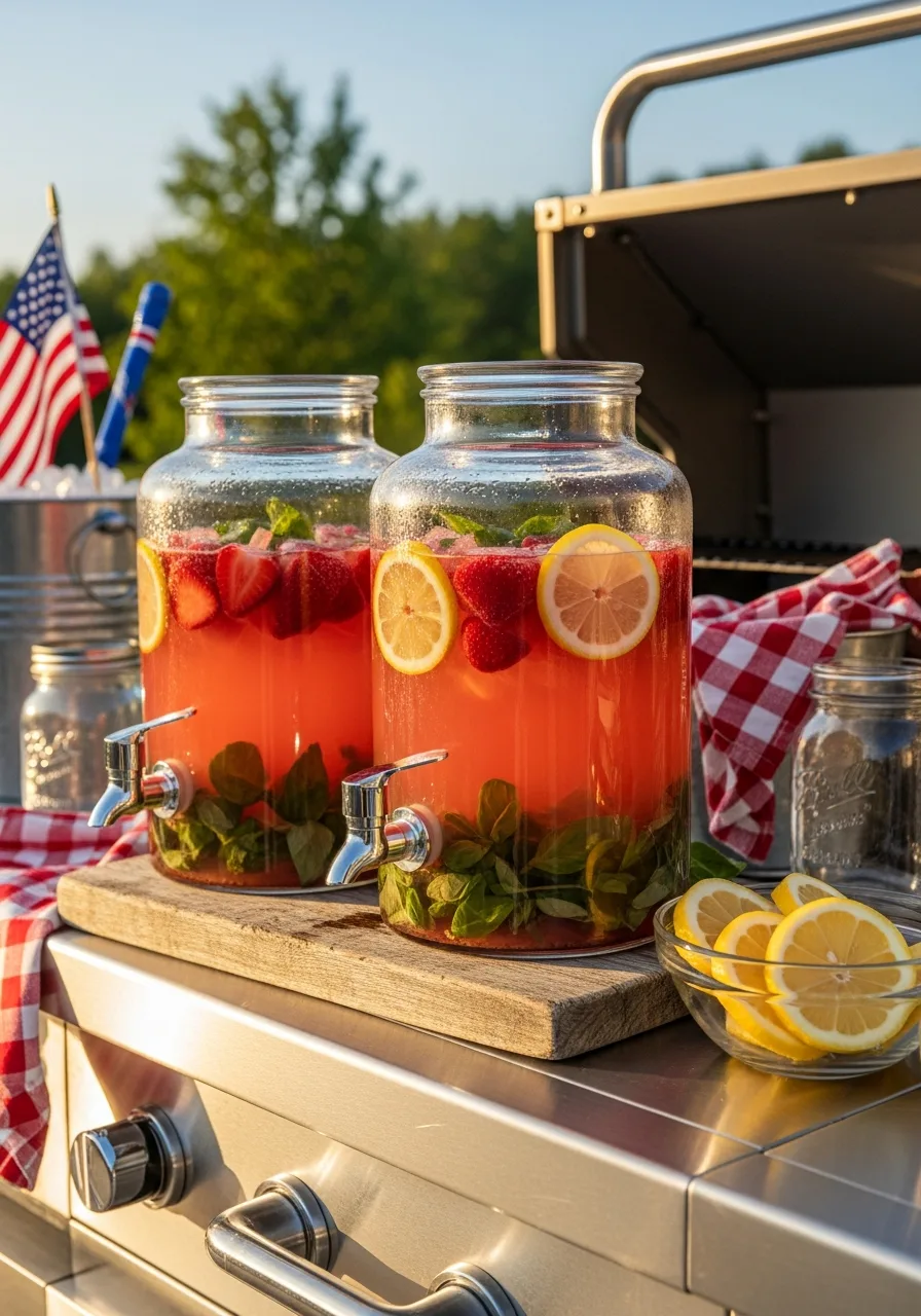 40. Strawberry Basil Lemonade Pitchers
