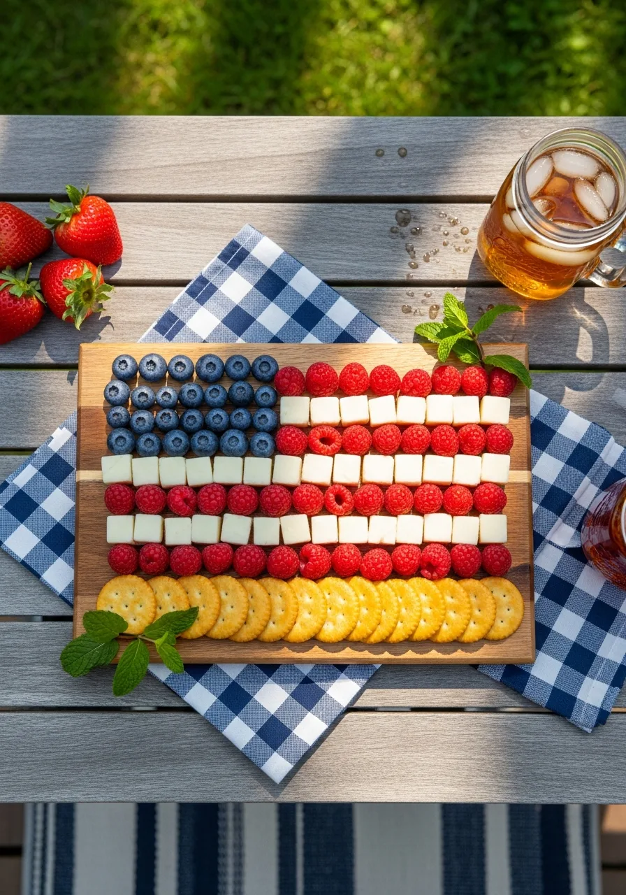1. Berry Flag Fruit Board