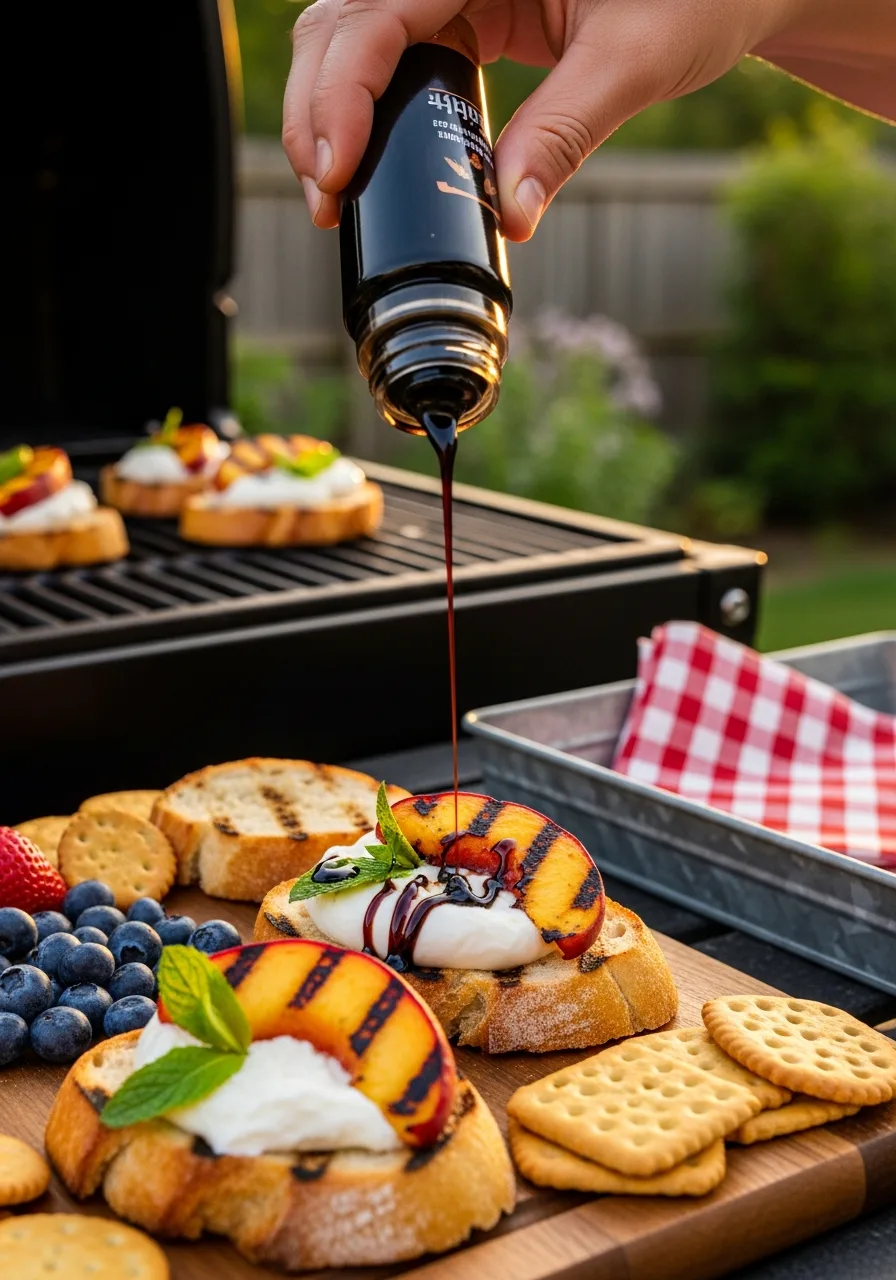 30. Grilled Peach and Burrata Crostini