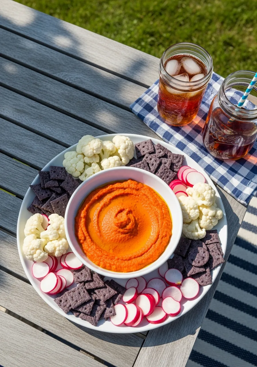 45. Red Pepper Hummus Platter