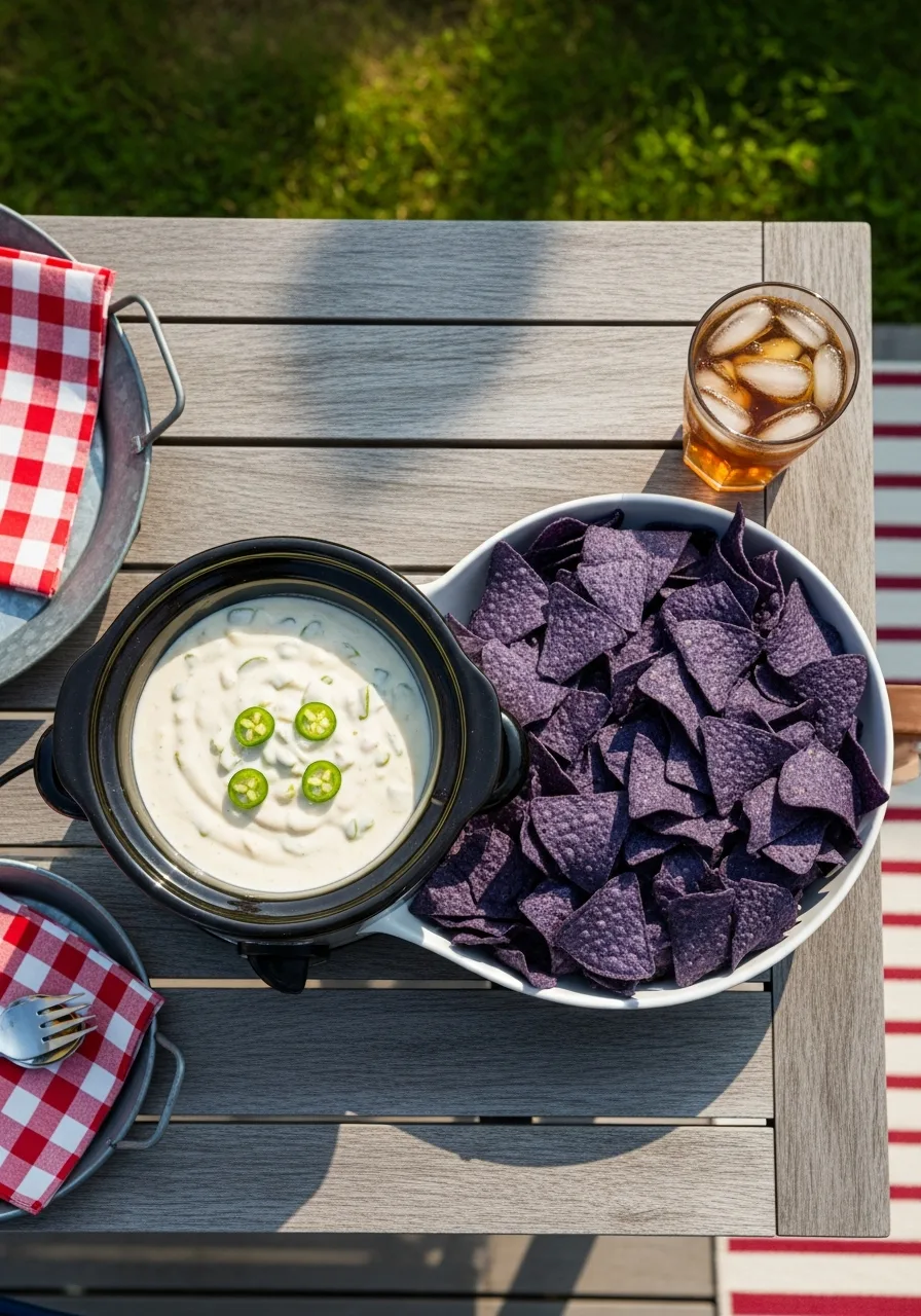 49. White Queso Blue Chip Dip