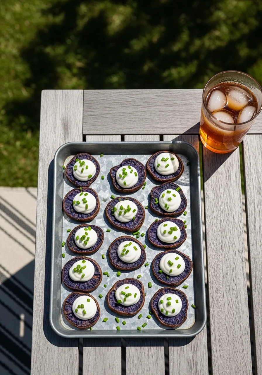 7. Purple Potato Rounds with Cream