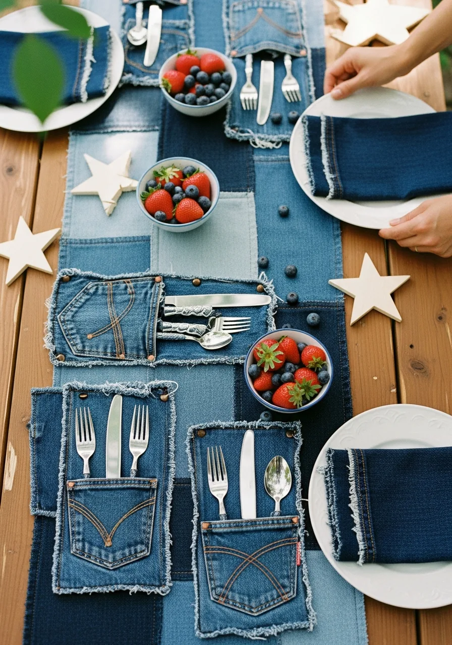 30. Denim Table Decor