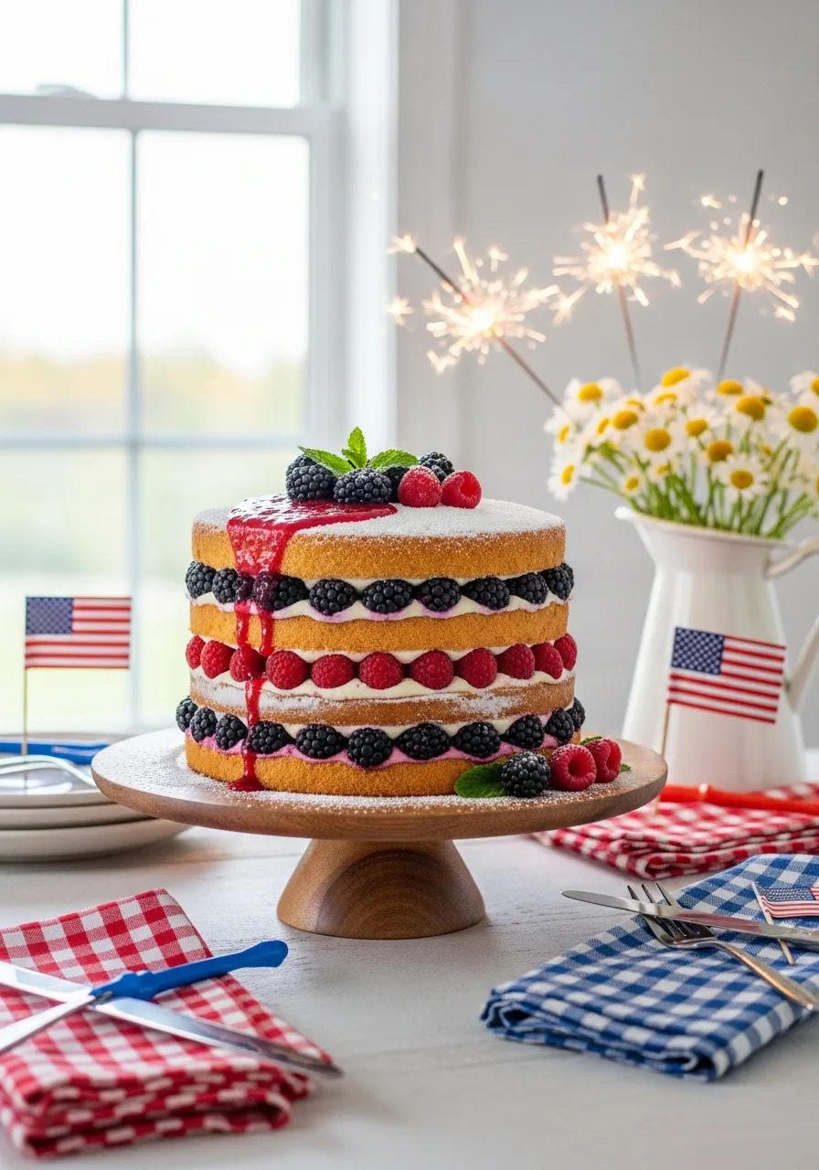 18. Blackberry and Raspberry Naked Cake
