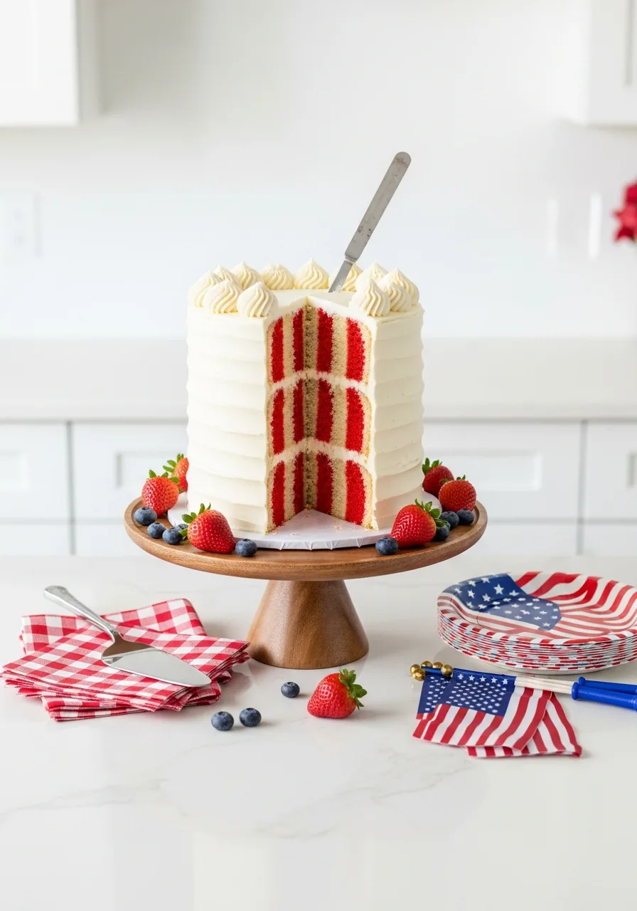 28. Vertical Stripe Vanilla Cake