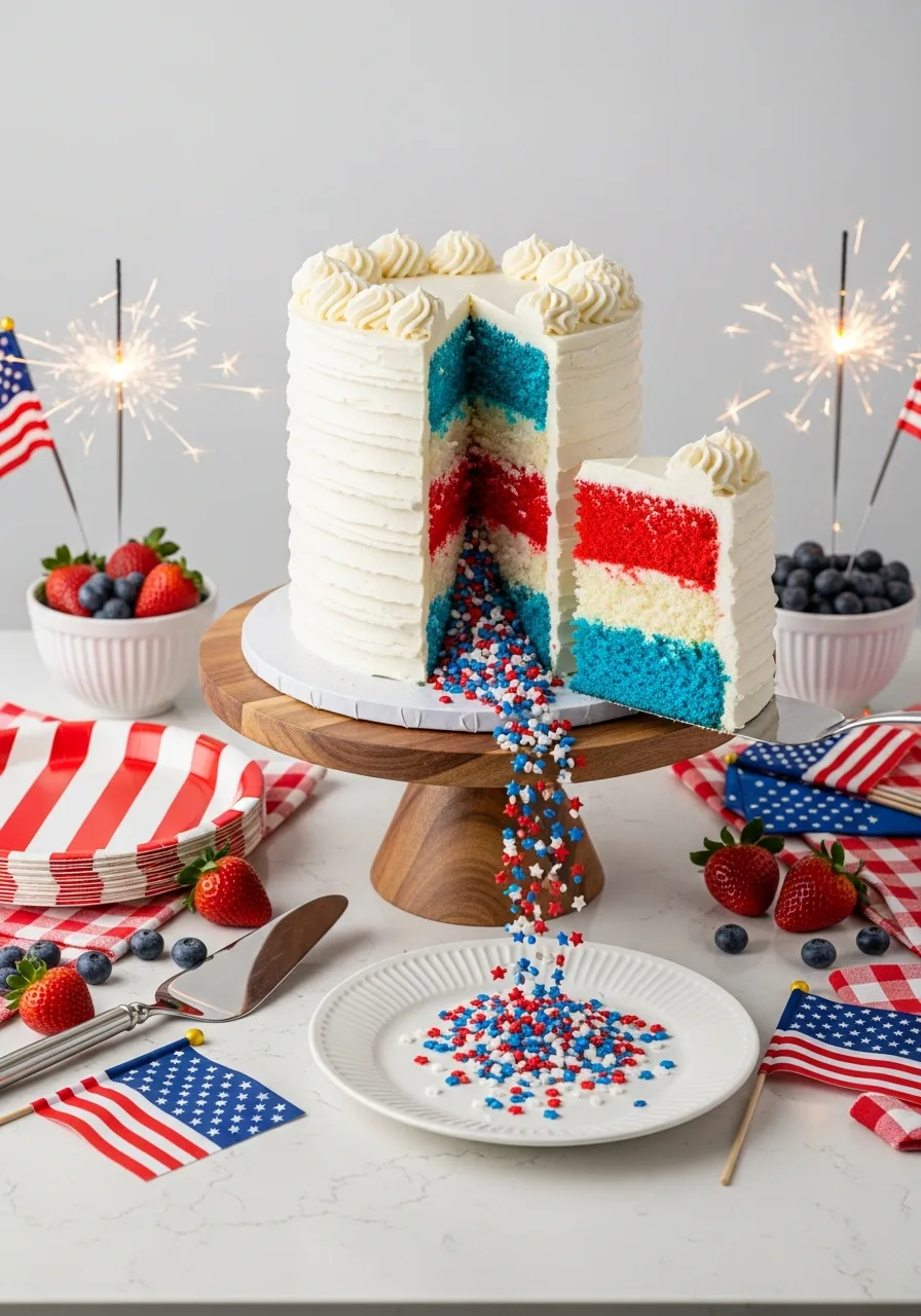 29. Red White Blue Pinata Cake