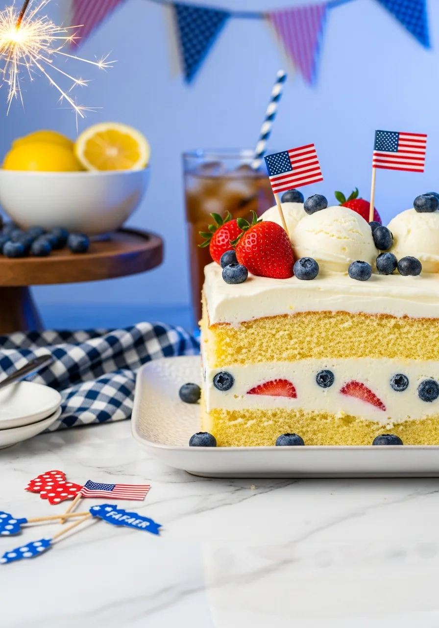 6. Frozen Lemonade Patriotic Cake