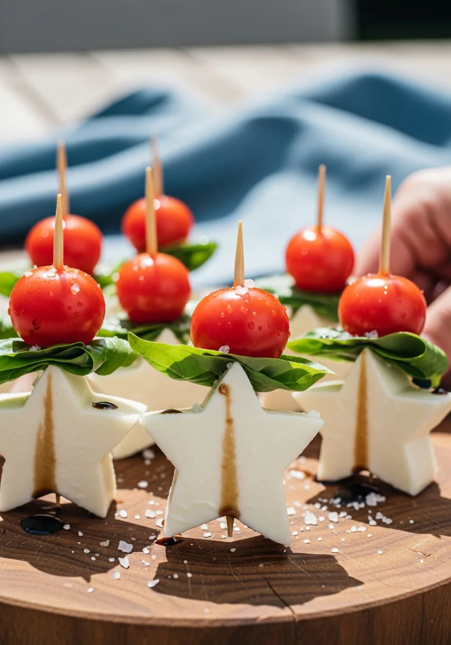 13. Caprese Skewers with Stars