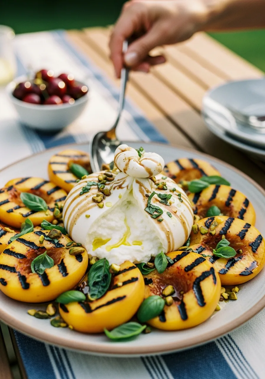 14. Grilled Peach Burrata