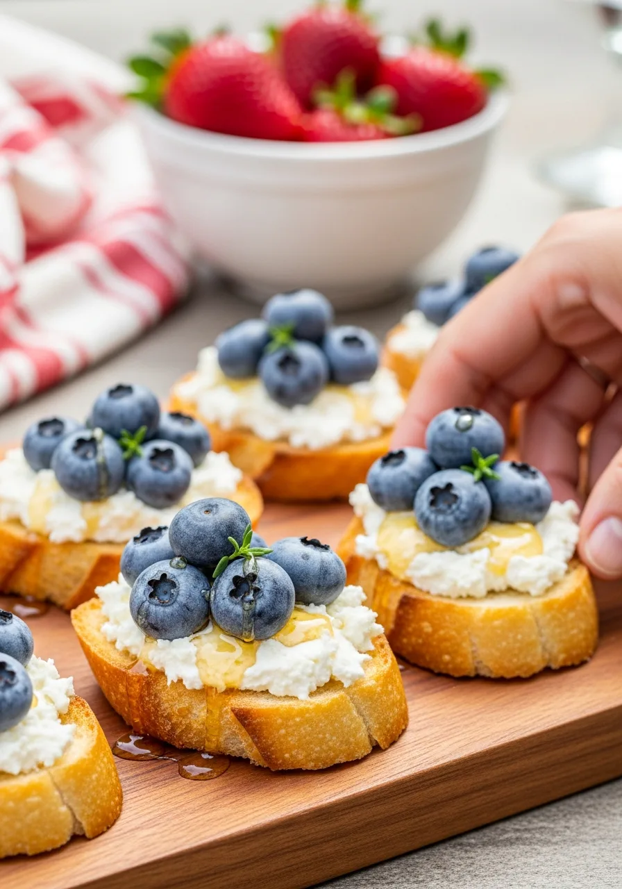 16. Blueberry Goat Cheese Crostini