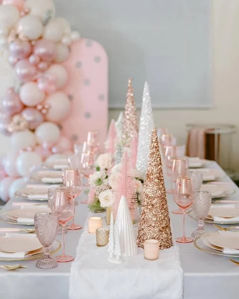 Textured Tree Centerpiece baby it s cold outside baby shower ideas