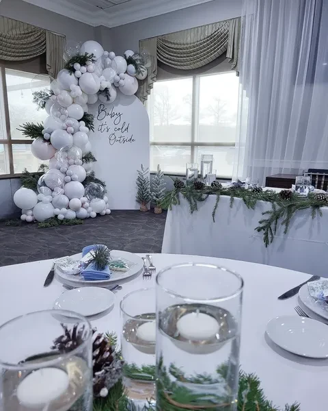 Snowy Forest Tablescape baby it s cold outside baby shower ideas