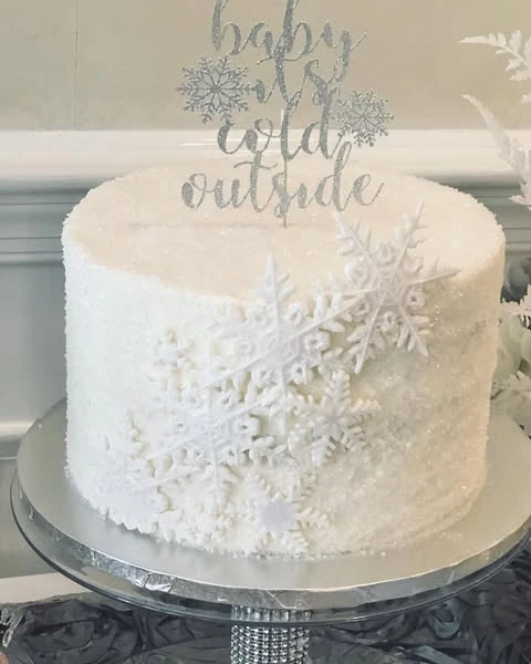 Shimmering Snowdrift Cake baby it s cold outside baby shower ideas