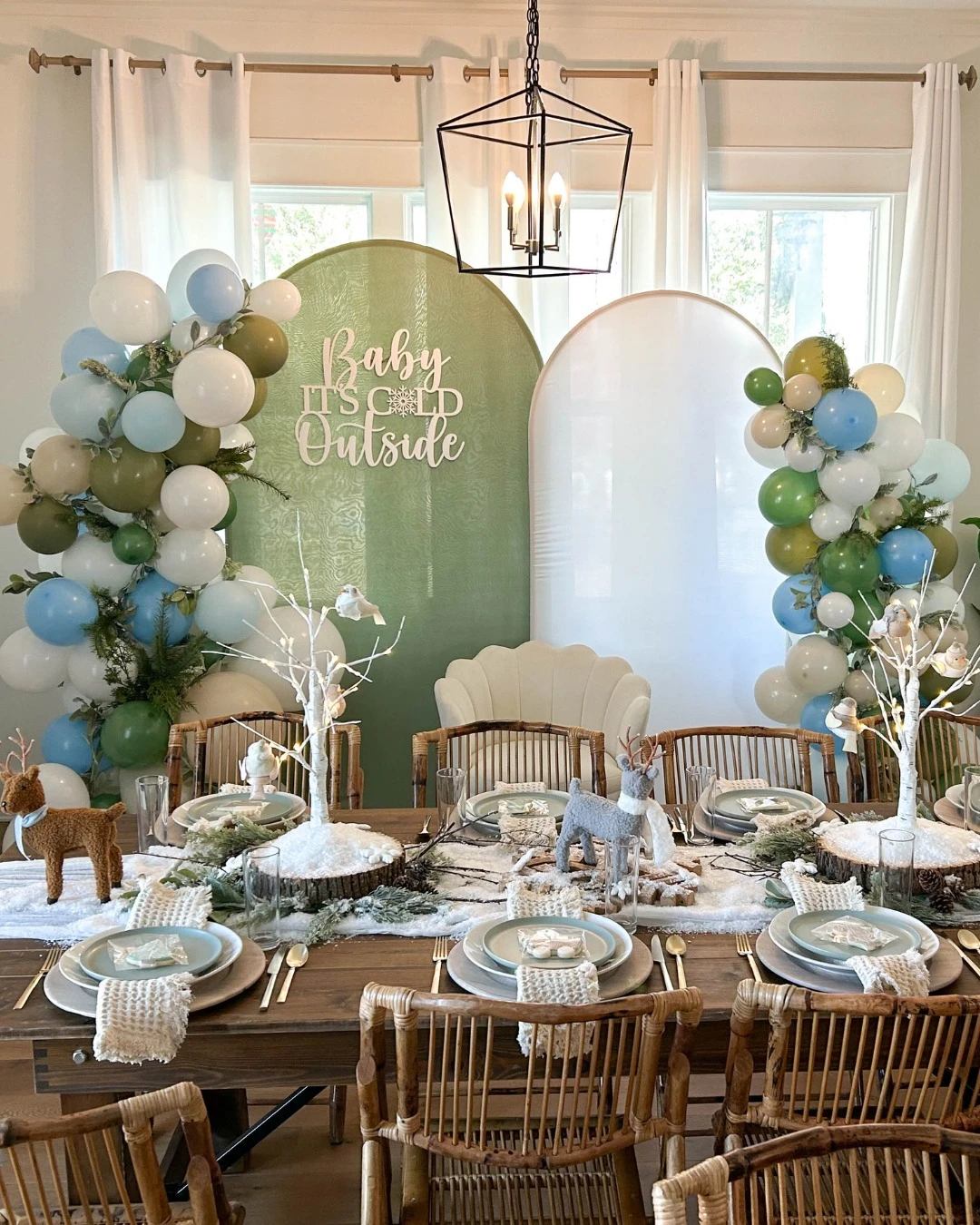 Earthy Winter Tablescape baby it s cold outside baby shower ideas