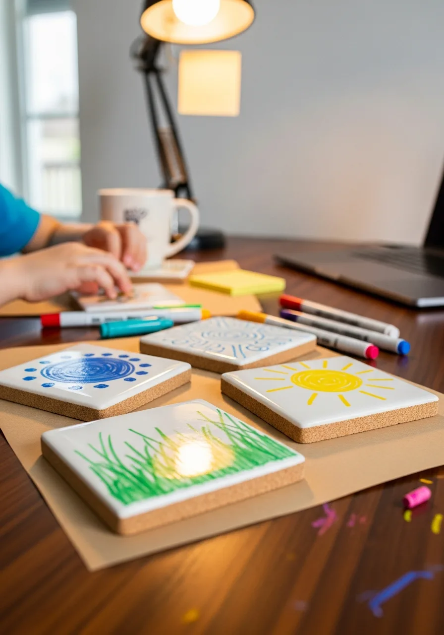 20. Cork-Bottom Coasters