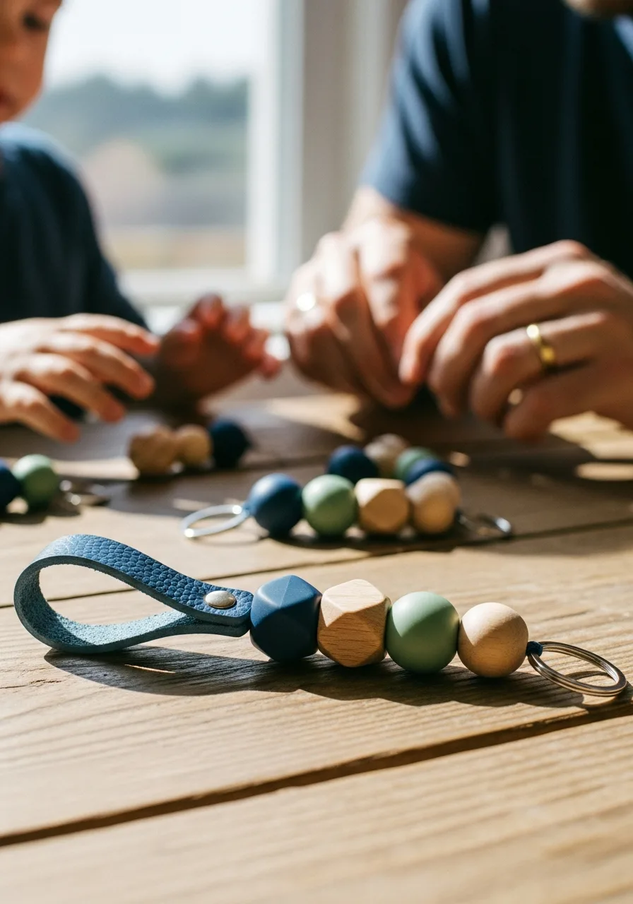 21. Bead Leather Keychain