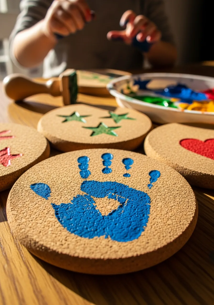 39. Stamped Cork Coasters