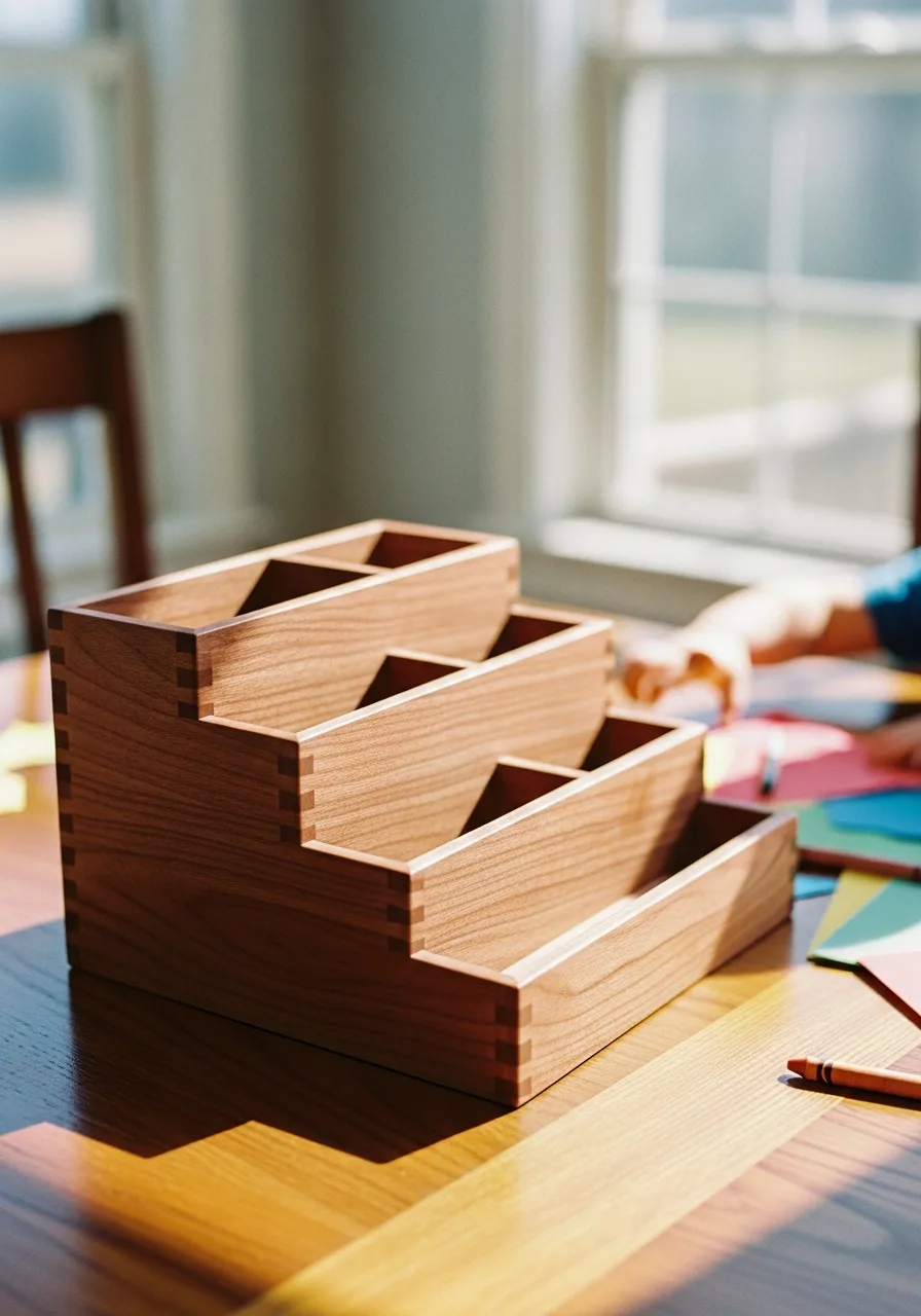 16. Wooden Desk Organizer