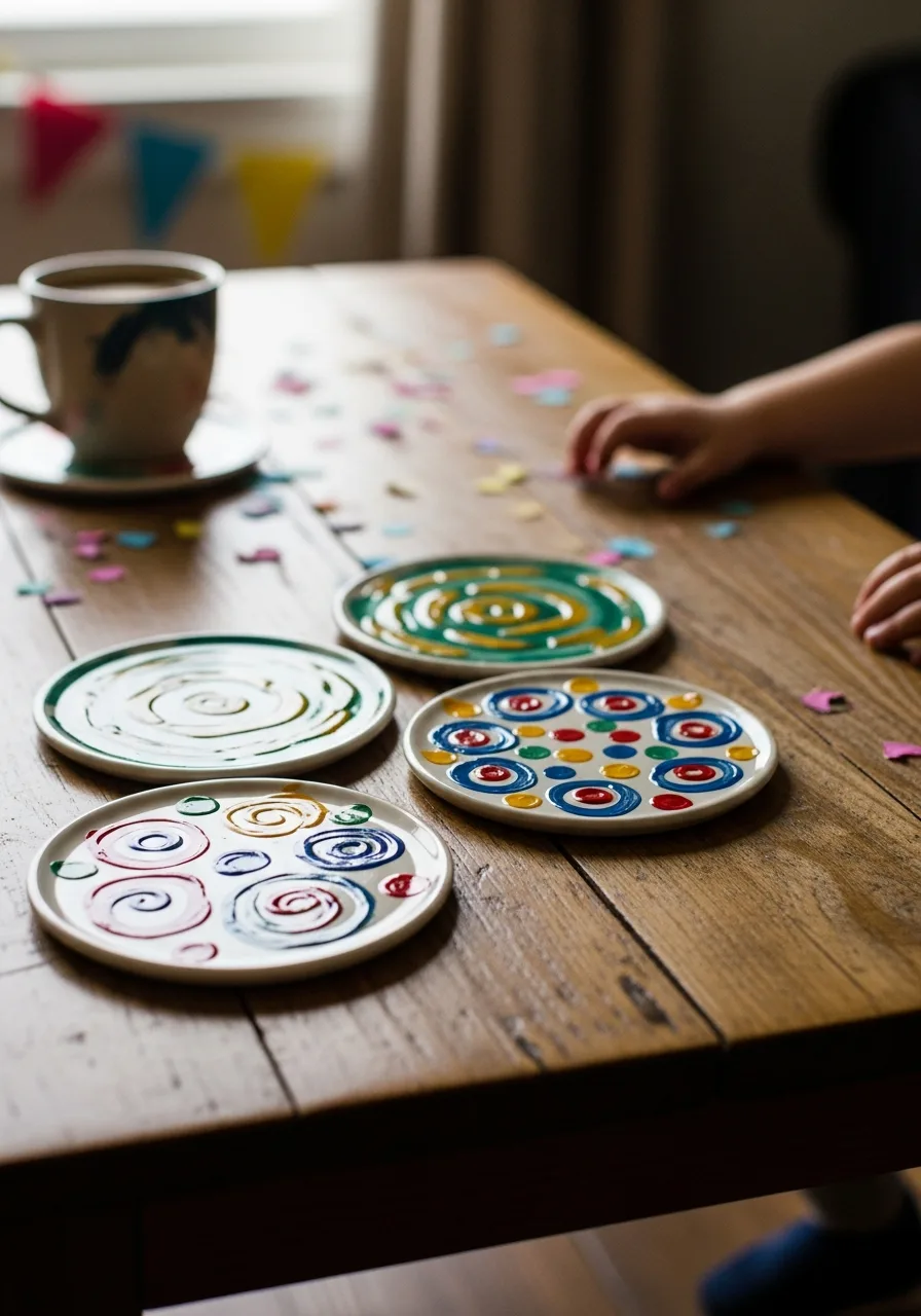 23. Hand-Painted Ceramic Coaster Set