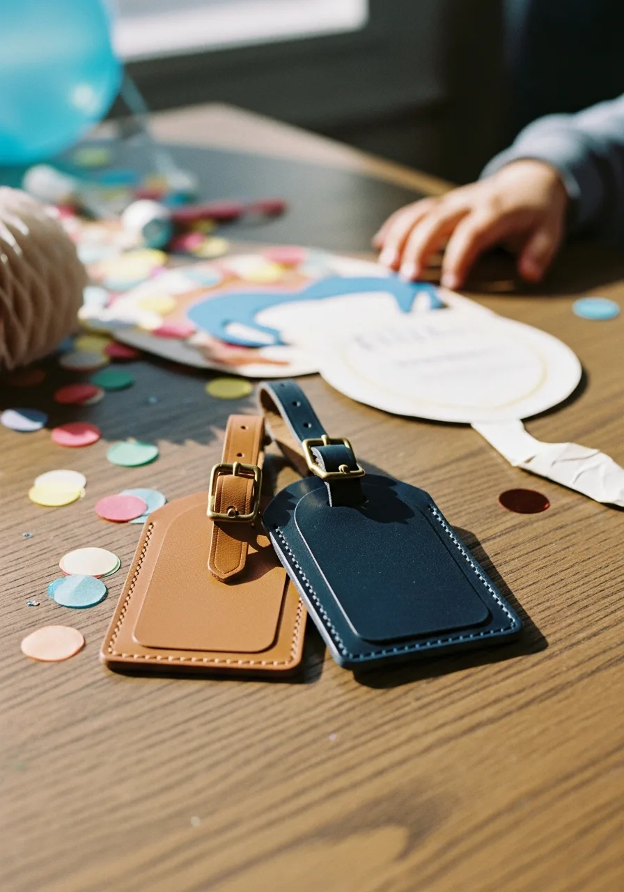 38. Leather Luggage Tag Set